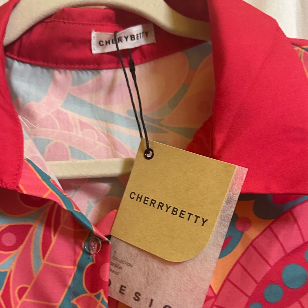 Cherry Betty Pink and Teal Paisley Blouse - Picture 7 of 7